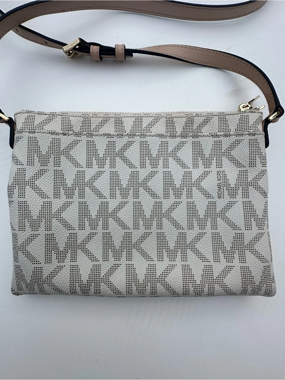 Michael Kors Tan and Cream MK Logo Crossbody Bag